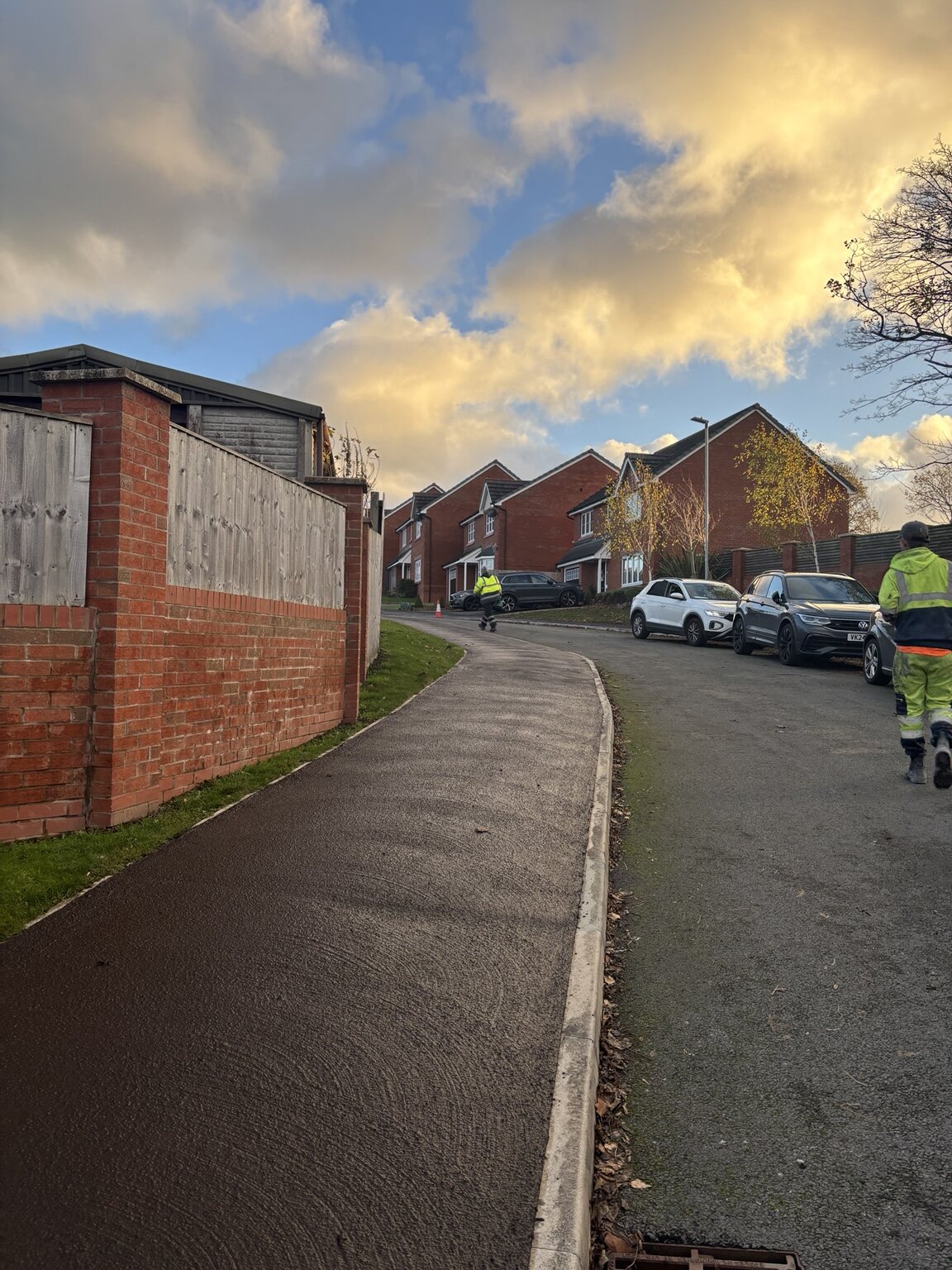 Freshly completed residential footway surface treatment